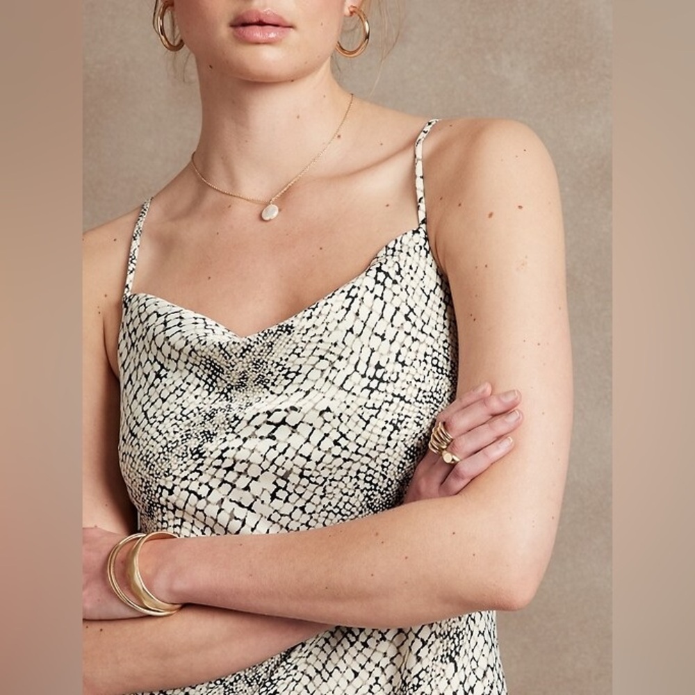Banana Republic snake print midi slip dress.
